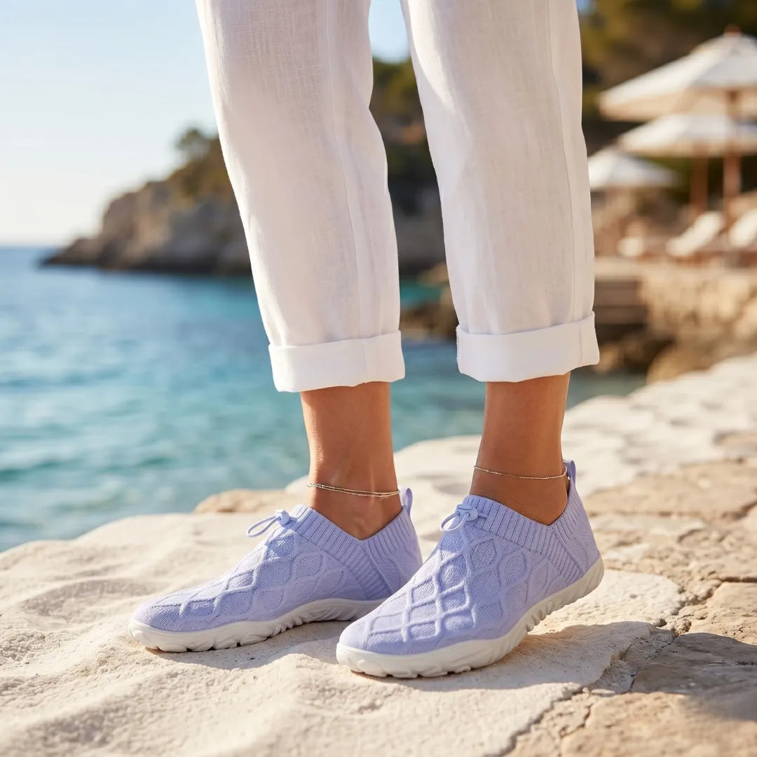 Passos Leves Verão - Sapatos com Bico Largo para Caminhadas Sem Dor