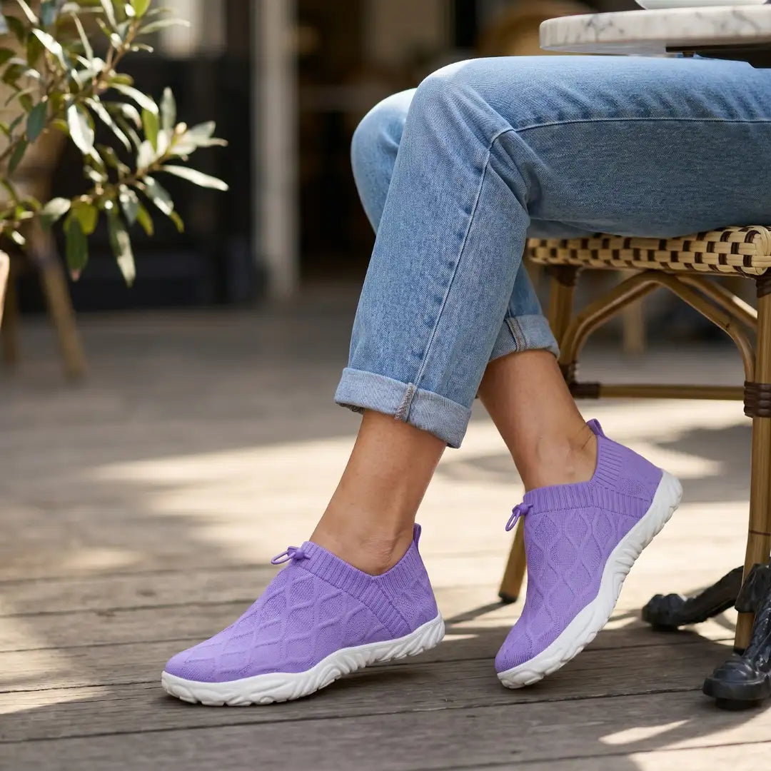Passos Leves Verão - Sapatos com Bico Largo para Caminhadas Sem Dor
