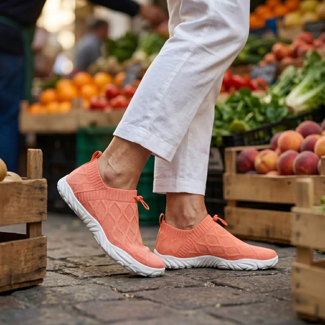 Passos Leves Verão - Sapatos com Bico Largo para Caminhadas Sem Dor