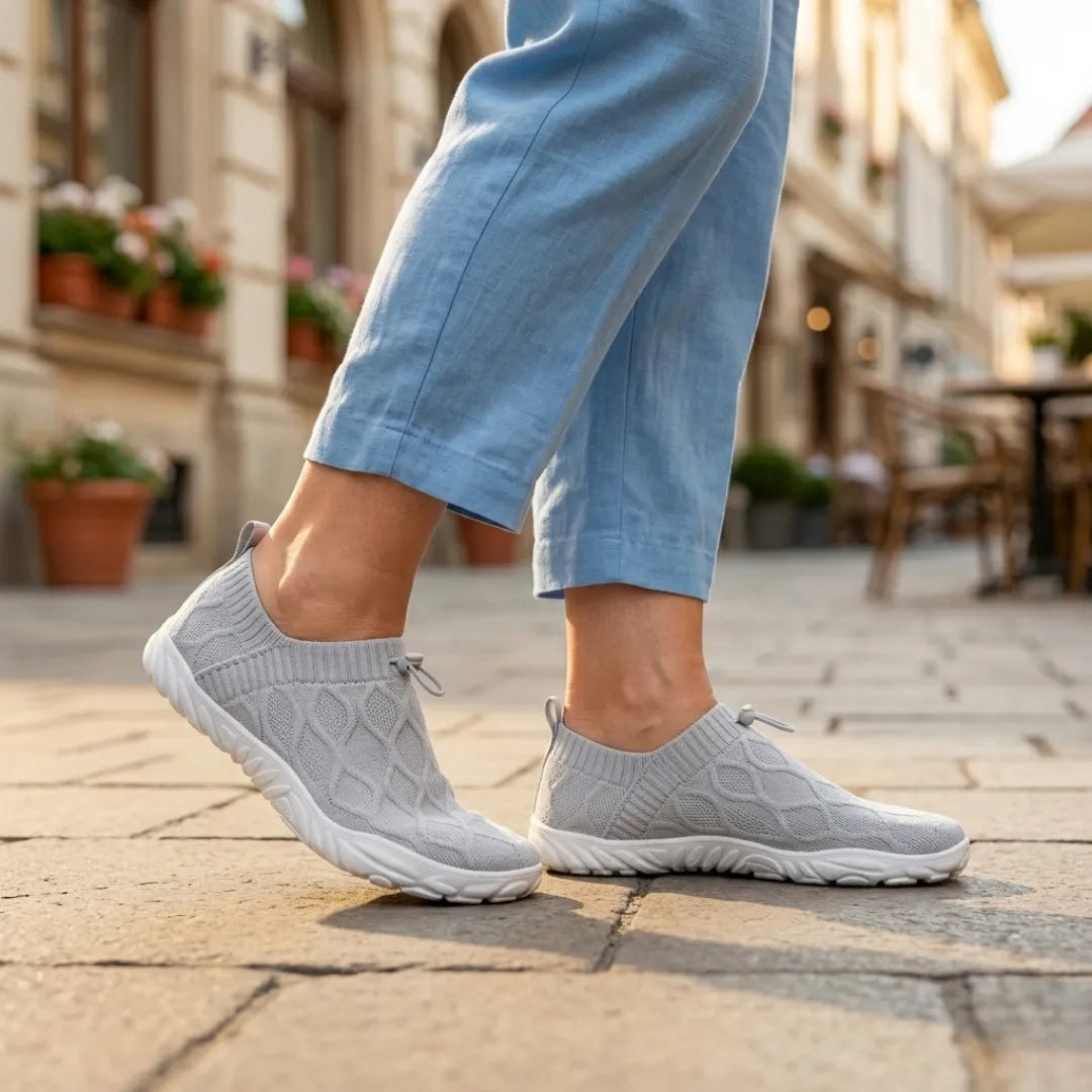 Passos Leves Verão - Sapatos com Bico Largo para Caminhadas Sem Dor